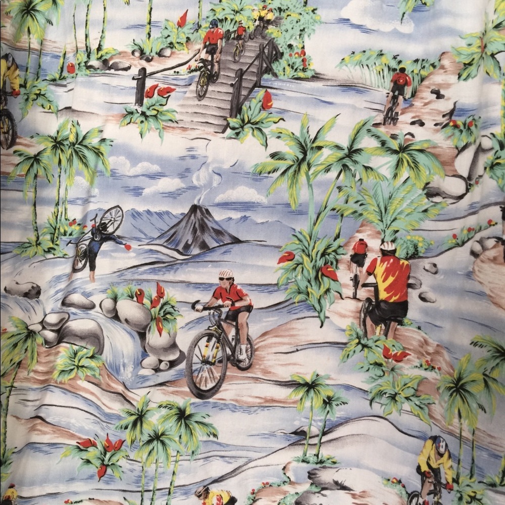 Vtg Nui Nalu Bicycling Cycling Hawaiian Shirt 2XL